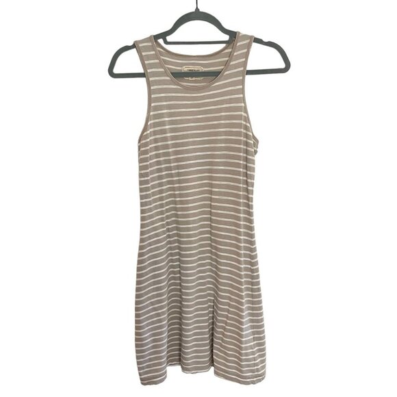 Current/Elliott Size 0 The Louella Tank Dress Grey White Stripe Raw Edges - Picture 5 of 11